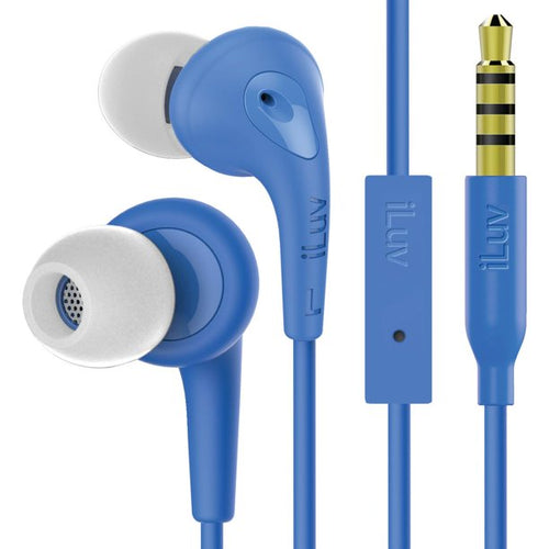 ILUV BUBBLE GUM 3 IN-EARPHONES WITH MIC-IN-EAR-WIRED-3.5MM JACK NOISE ISOLATING BLUE