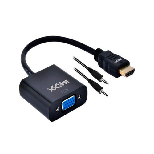 VIDEO ADAPTER - HDMI (M) TO VGA (F) 15CM   WITH AUDIO OUT 3.5MM AUDIO CABLE