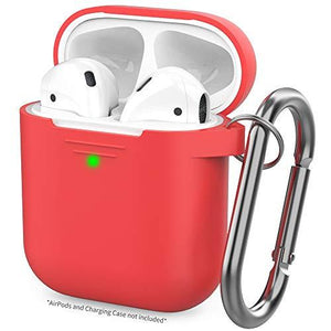 AhaStyle Upgrade AirPods Case Protective Cover (Front LED Visible) Silicone Compatible with Apple AirPods 2 and 1(Red)