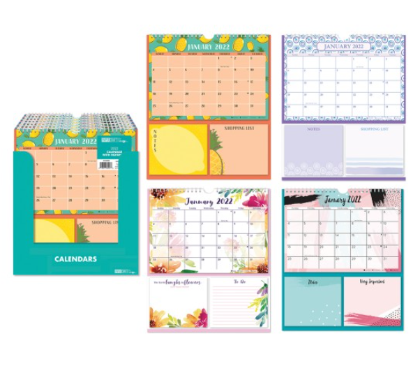 2022 SPIRAL CALENDAR w/NOTES & SHOPPING LIST