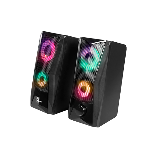 XTECH SPEAKERS 2.0 CHANNEL BLACK GAMING LED LIGHTS USB POWERED