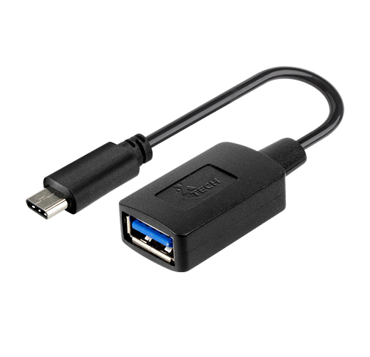 Xtech XTC-515 - USB adapter - USB-C (M) reversible to USB Type A (F) - USB 3.0 - 11.9 cm - black