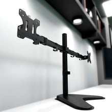 Load image into Gallery viewer, KLIPX STAND FOR 2 LCD DISPLAYS - PLASTIC, HIGH-GRADE STEEL NLACK SCREEN SIZE 13&quot; -  32&quot;