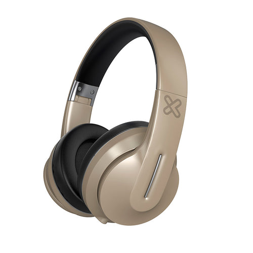 KLIPX FUND HEADPHONES WITH MIC ON-EAR BLUETOOTH-WIRELESS, WIRED 3.5MM JACK GOLD