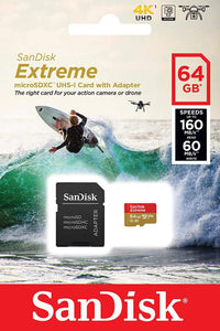 SANDISK MICROSDHC 64GB EXTREME ACTION CAM UHS-I U3 CL10