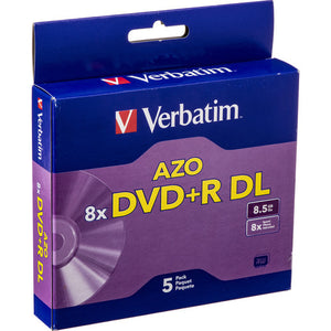 Verbatim DVD+R DL 8.5GB 8X with Branded Surface - 5pk Jewel Case Box