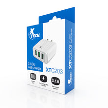 Load image into Gallery viewer, XTECH POWER ADAPTER - 3 USB WALL CHARGER