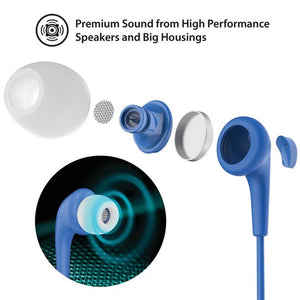 ILUV BUBBLE GUM 3 IN-EARPHONES WITH MIC-IN-EAR-WIRED-3.5MM JACK NOISE ISOLATING BLUE