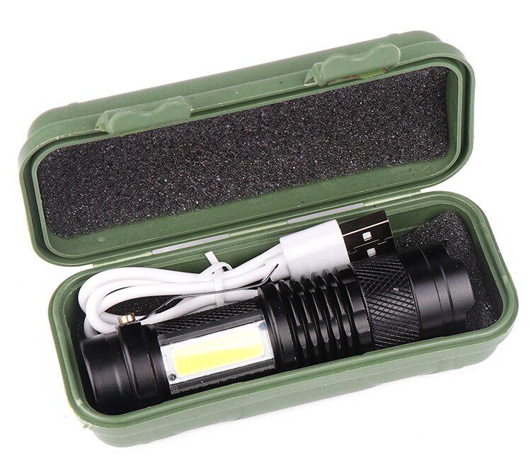 USB RECHARGABLE FLASHLIGHT IN CASE - SMALL