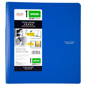 FIVE STAR CUSTOM POLY BINDER 1" ASST