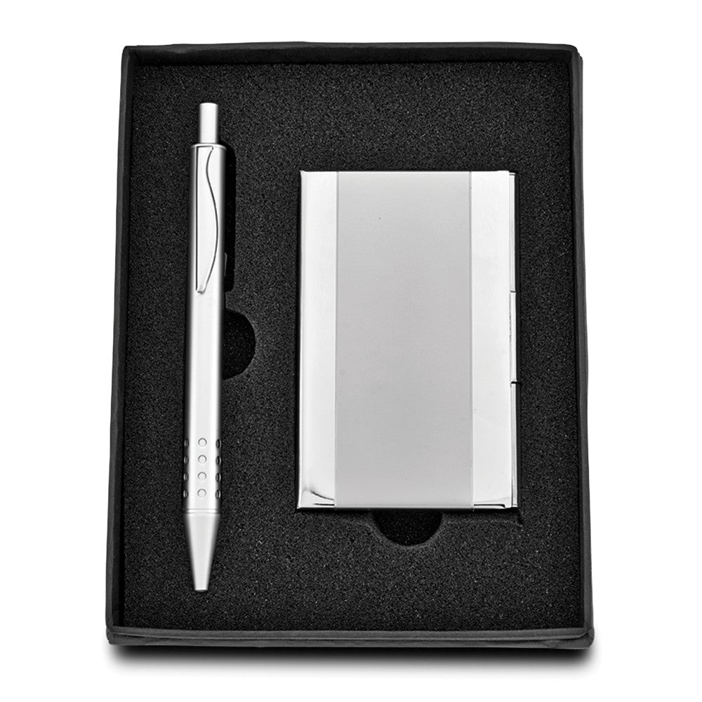 2 PCs. Set 2 Tone Card Case & Matching Pen With Gift Box