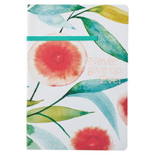 Load image into Gallery viewer, JOURNAL FLEXCOVER W/ELASTIC ORANGE BLOSSOMS NEVER GIVE UP