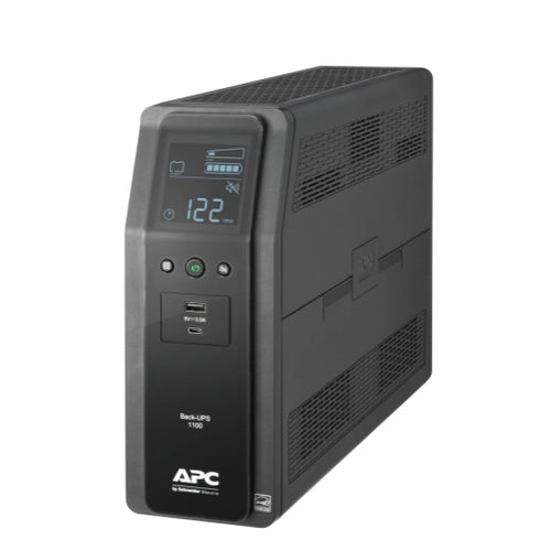 APC Back-UPS 1100VA, 120V, AVR, LCD, LAM, 2 USB charging ports, 10 NEMA outlets (4 surge)