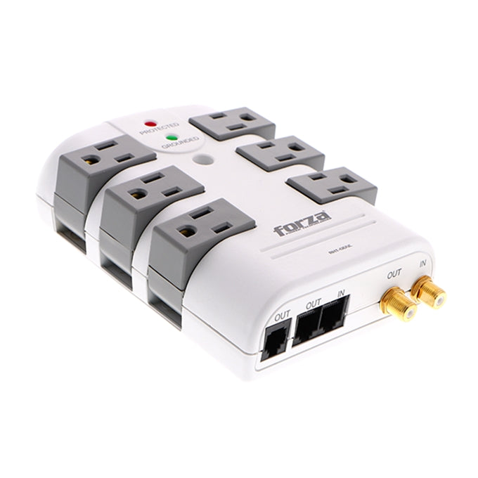 Forza RHT-06NC - Wall Tap Surge Protector, 6 Outlets, 110-120V, 15A, 2160 Joules