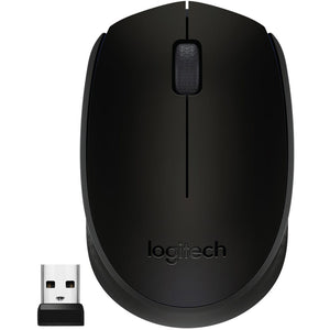LOGITECH M170 MOUSE RIGHT AND LFET HANDED WIRELESS 2.4GHZ USB WIRELESS RECEIVER BLACK