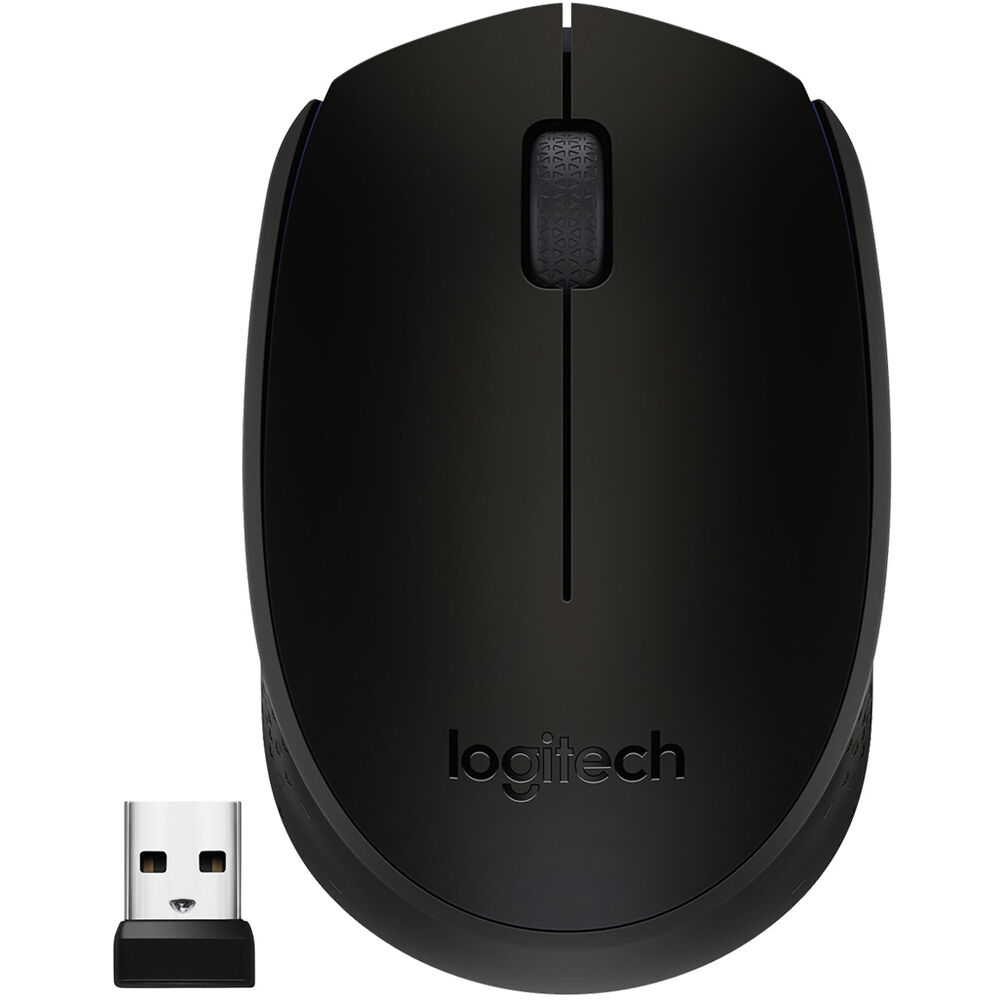 LOGITECH M170 MOUSE RIGHT AND LFET HANDED WIRELESS 2.4GHZ USB WIRELESS RECEIVER BLACK
