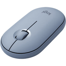 Load image into Gallery viewer, LOGITECH PEBBLE M350 MOUSE OPTICAL WIRELESS BLUETOOTH 2.4GHZ USB WIRELESS RECEIVER BLUE GRAY