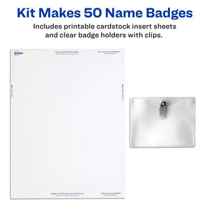Avery® Top-Loading Garment-Friendly Clip-Style Name Badges, 3" x 4", 50 Badges (74536)