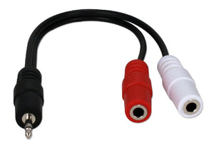 QVS 3.5mm Mini-Stereo Male to Two Female Speaker Splitter Cable