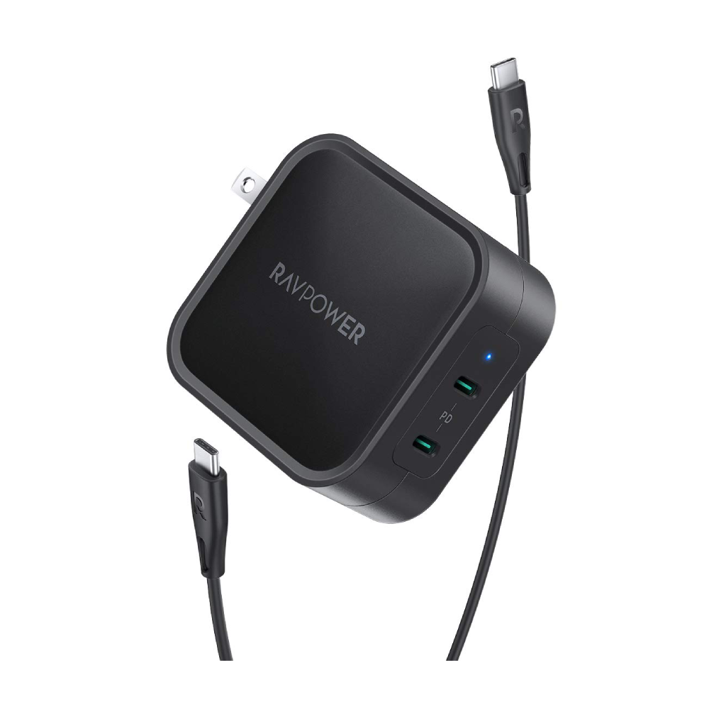RAVPOWER PD PIONEER 90W 2-PORT USB C WALL CHARGER BLACK