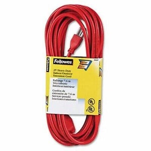 Fellowes Indoor/Outdoor 3-Prong Plug Extension Cord, 25-ft