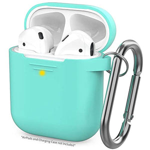AHASTYLE Upgrade AirPods Case Protective Cover (Front LED Visible) Silicone Compatible with Apple AirPods 2 and 1 Mint Green