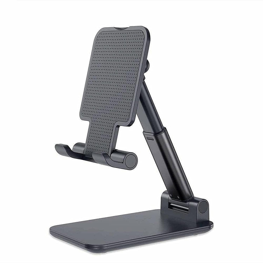 BLACK CELL PHONE STAND, ANGLE HEIGHT ADJUSTABLE CELL PHONE STAND FOR DESK, FOLDABLE CELL PHONE HOLDER