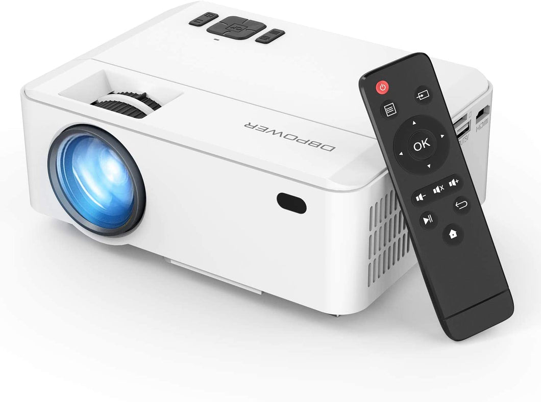 DBPOWER PROJECTOR, UPGRADED 3500 LUX MINI PROJECTOR COMPATIBLE WITH HDMI, USB, VGA, AV, TF, TV STICK AND SMART PHONE